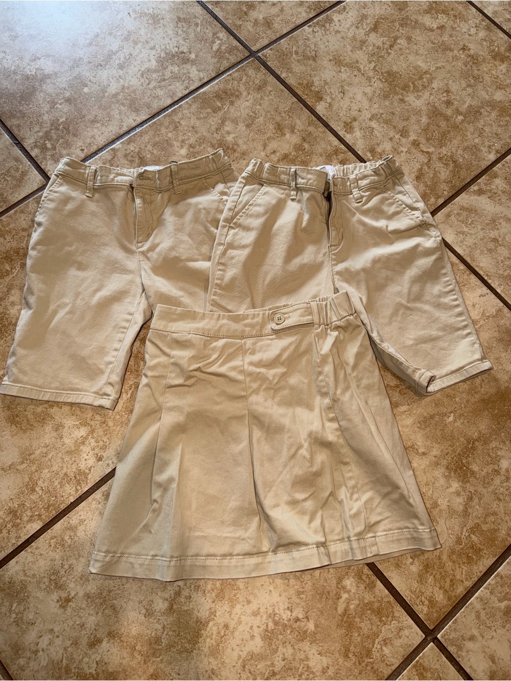 Girls Khaki Uniform Shorts and Skort- Light Beige